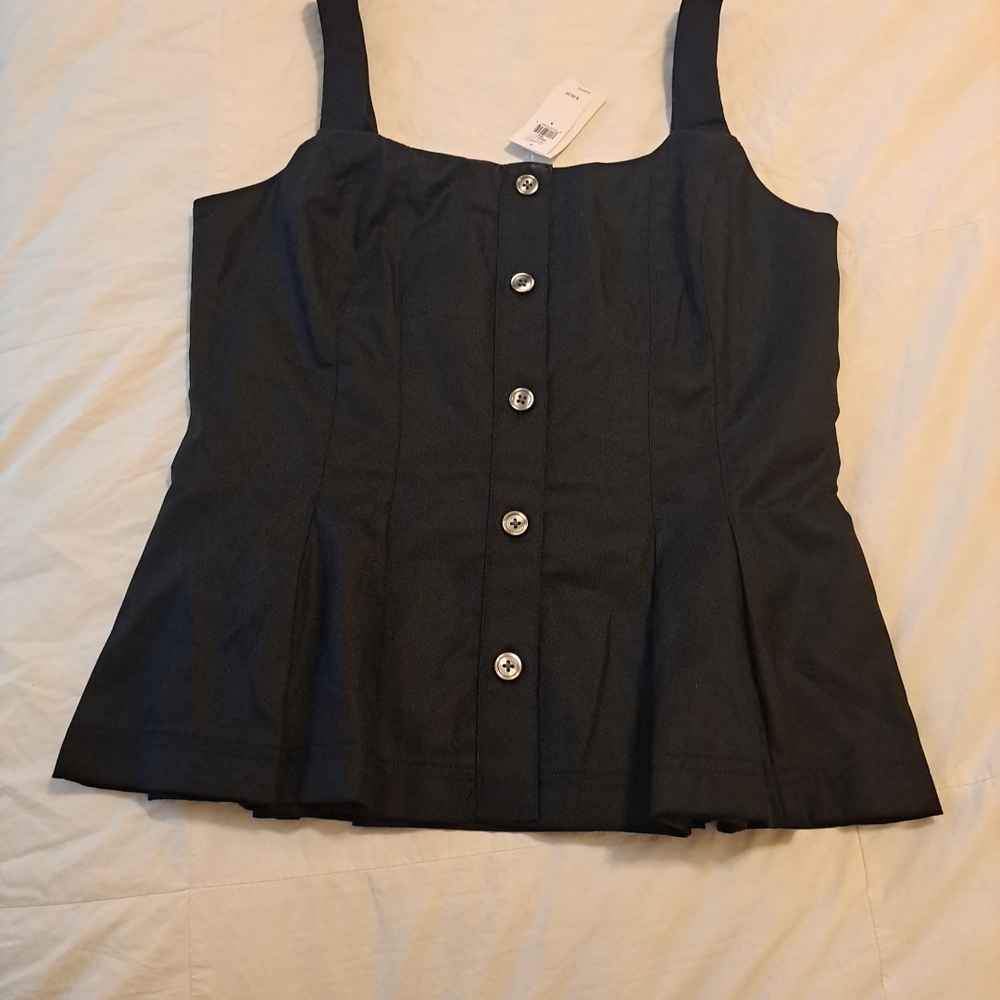 NWT Banana Republic Twill Button Bustier Top Black Sz 6